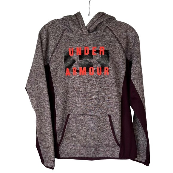 Under Armour Womens Hoodie Sweatshirt Burgundy Loose Fit Cold Gear Size Small - Picture 1 of 8